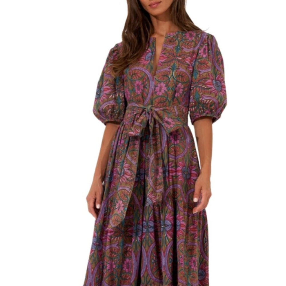 Oliphant Puff Sleeve Maxi- Monaco Olive - S